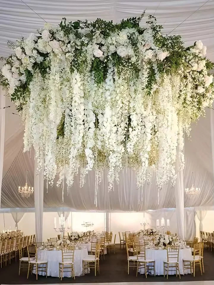 Guirlande de fleurs artificielles de glycine - 12 pièces pour déco mariage