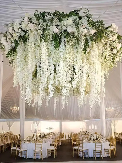 Guirlande de fleurs artificielles de glycine - 12 pièces pour déco mariage