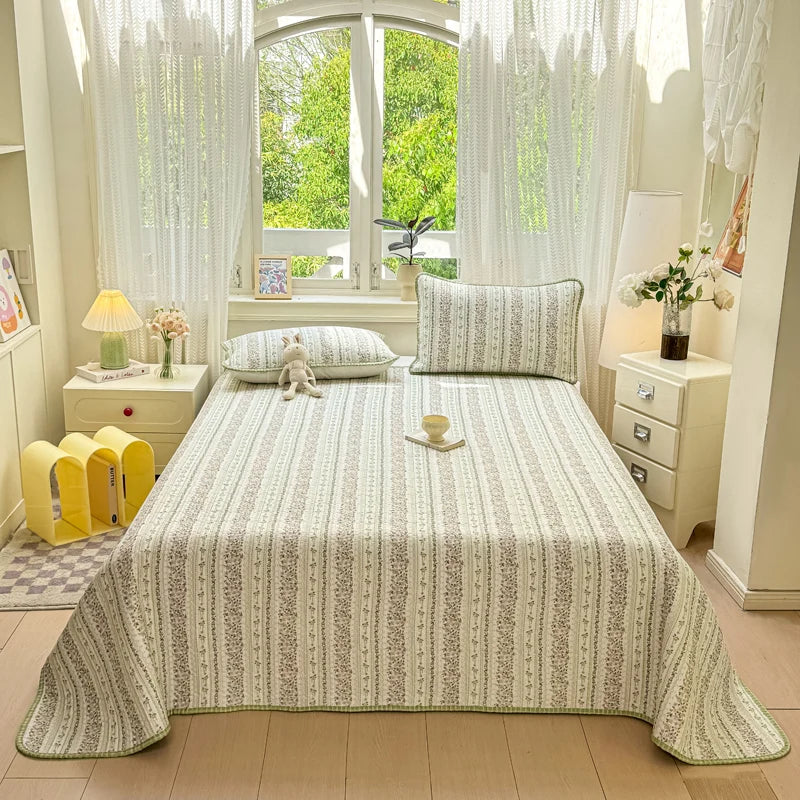 Couvre-lit patchwork en coton 3 pièces, style campagne floral