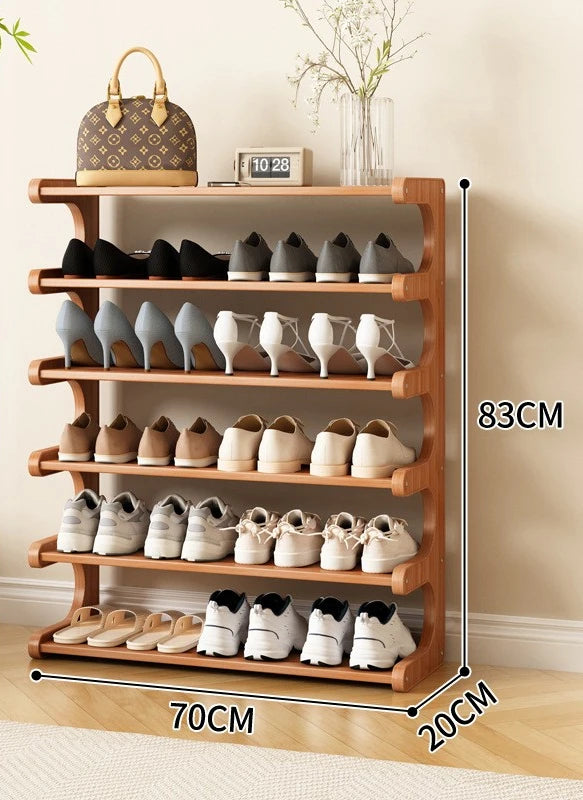 Étagère à chaussures en bois multi-niveaux pour rangement pratique