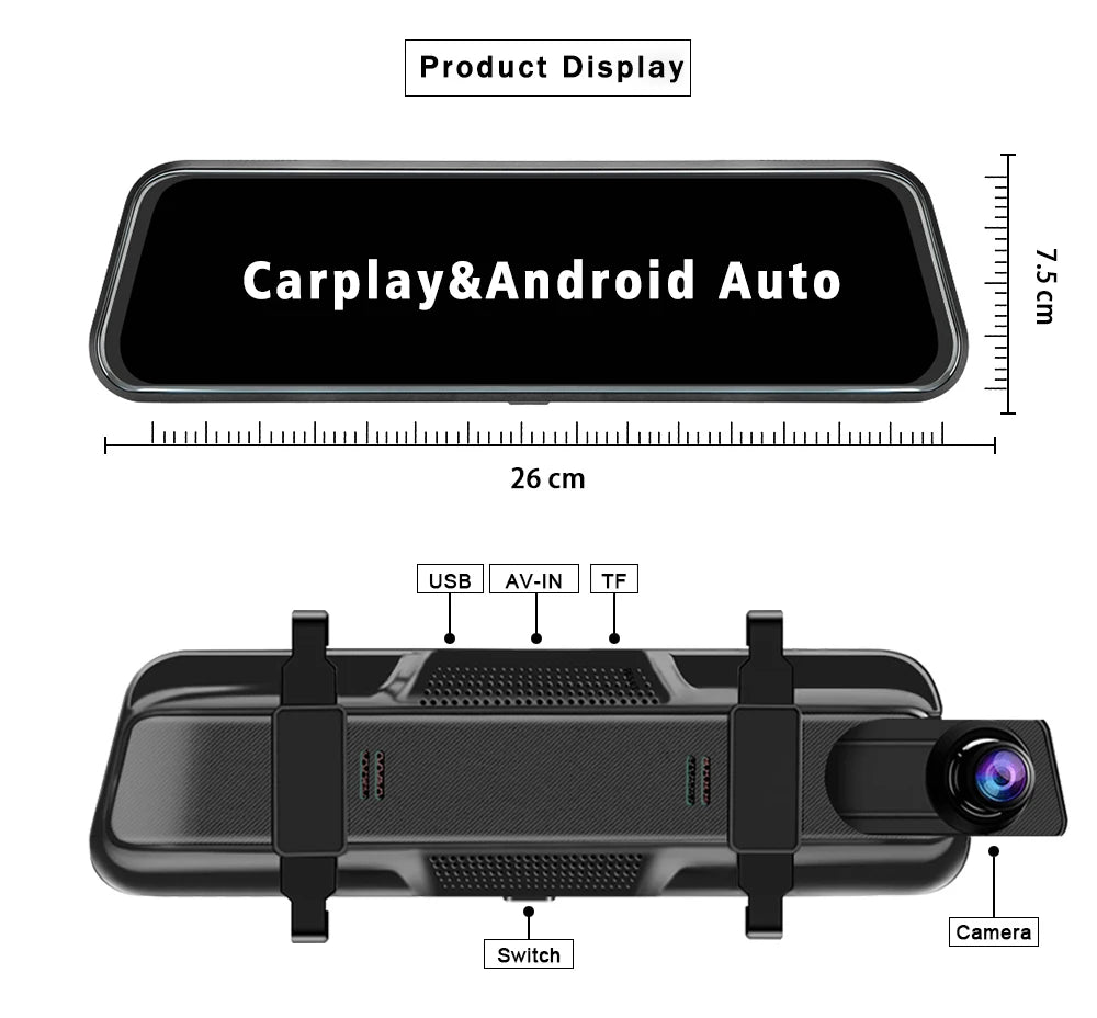 Dashcam 4K 3840P avec Carplay, GPS et WiFi - Caméra Voiture