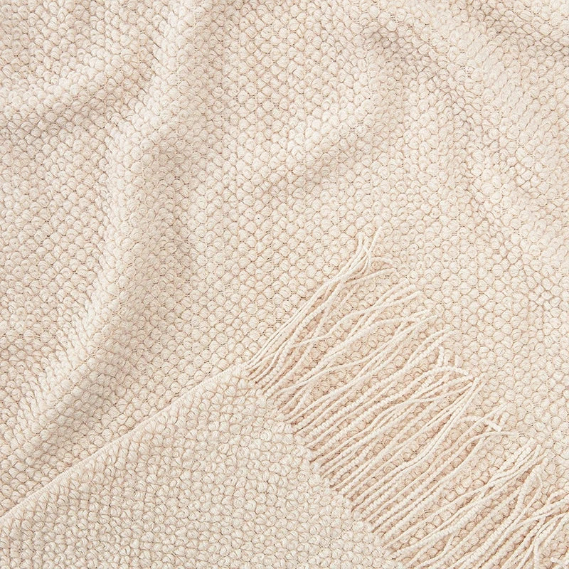 Plaid Vintage Orange Rouge Tricoté avec Glands - Confort Luxe