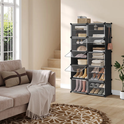 Armoire à chaussures pliable en PP transparent - Organisateur modulaire