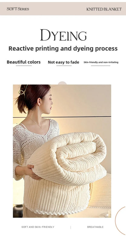 Couverture King Size à Carreaux - Chaude et Confortable pour Canapé