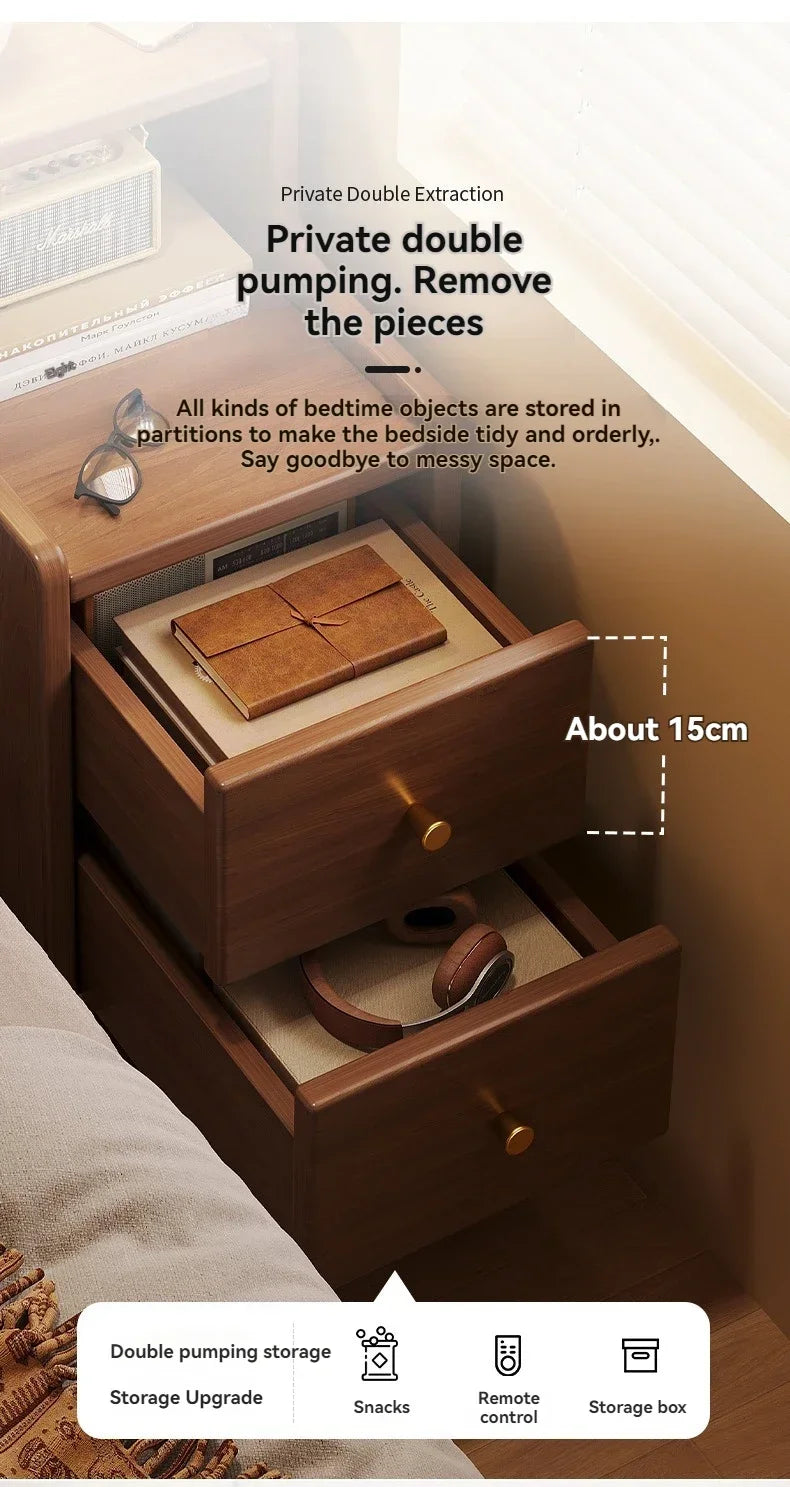 Armoire de chevet en bois massif pour petite chambre à coucher