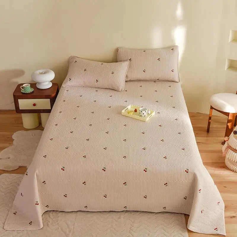 Ensemble Couvre-lit Matelassé Chic en Coton - 3 Pièces avec Taies