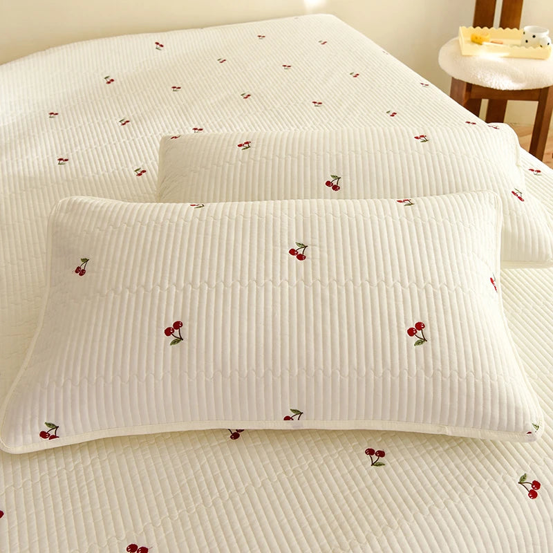 Ensemble Couvre-lit Matelassé Chic en Coton - 3 Pièces avec Taies