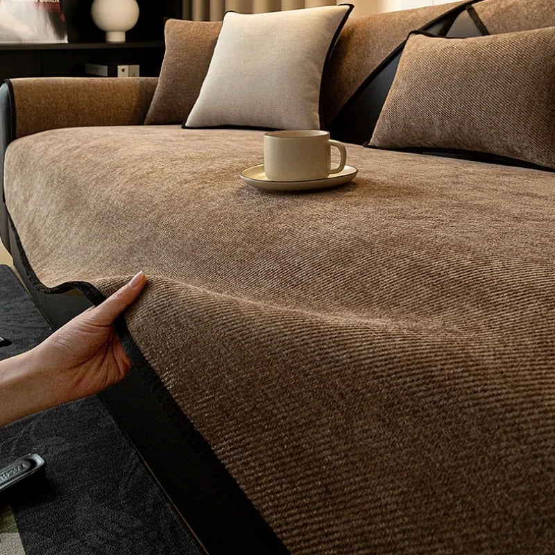 Housse de canapé en Chenille Sergé Antidérapante - Style Minimaliste