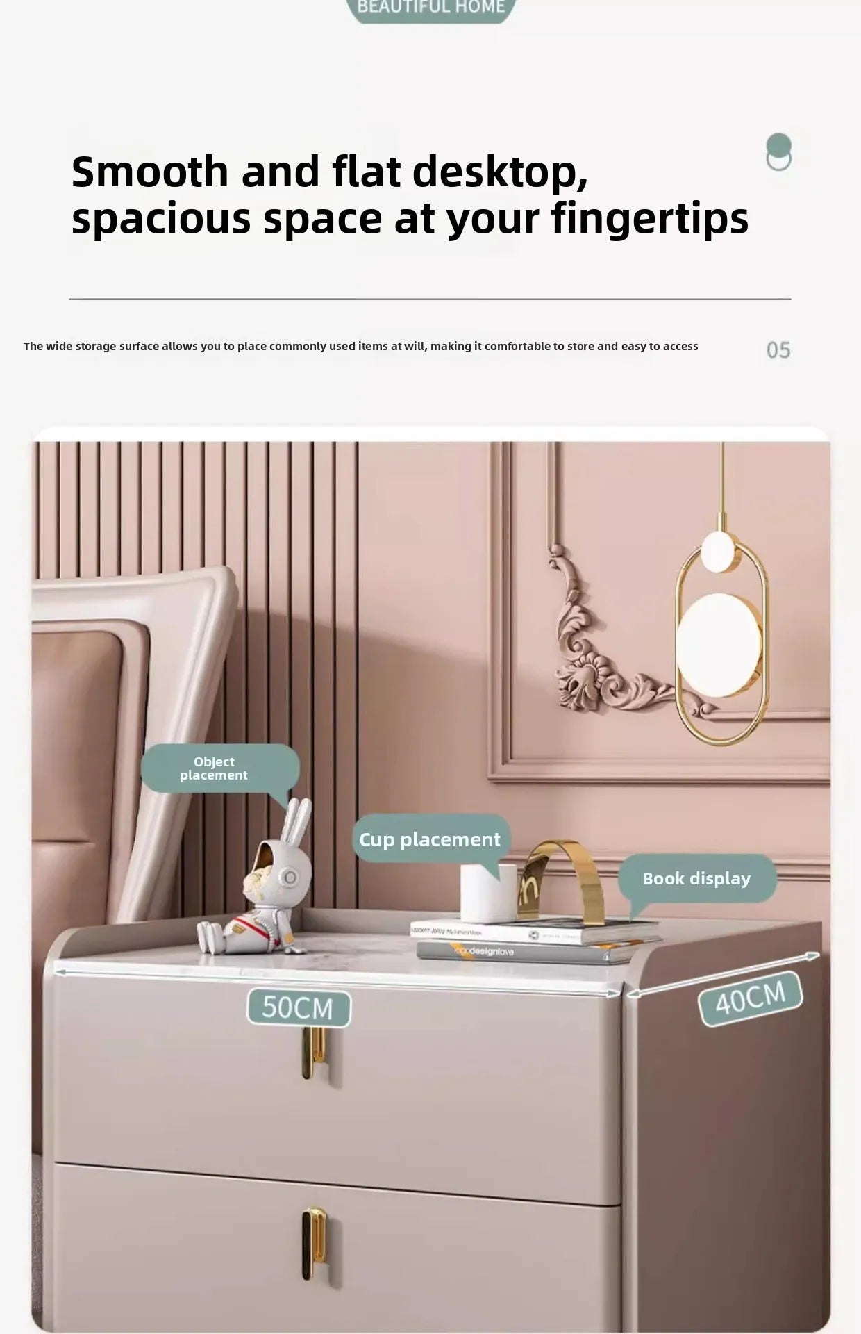 Table de chevet multifonctionnelle avec 3 tiroirs pour chambre