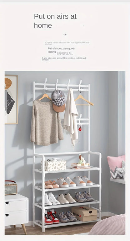 Porte-manteau et étagère de rangement pour chaussures et accessoires