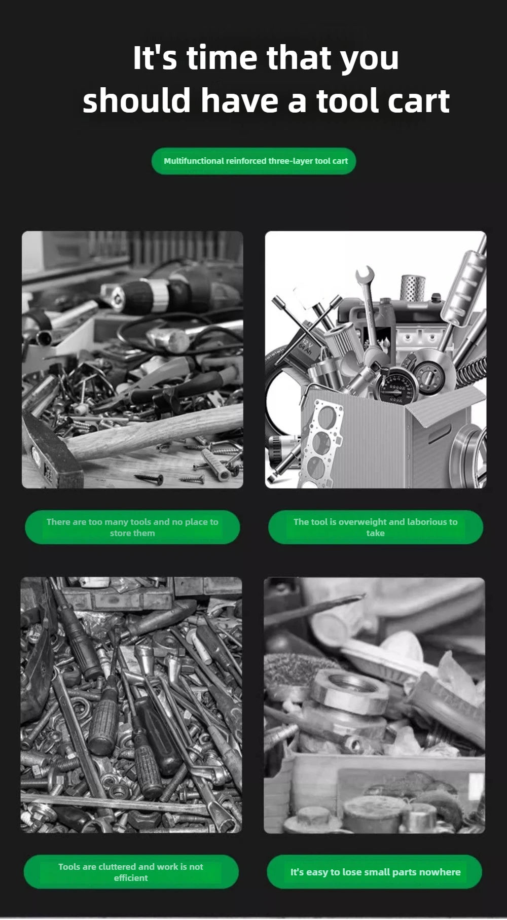 Chariot à Outils BaoLian avec Roues - Organisateur Atelier Garage