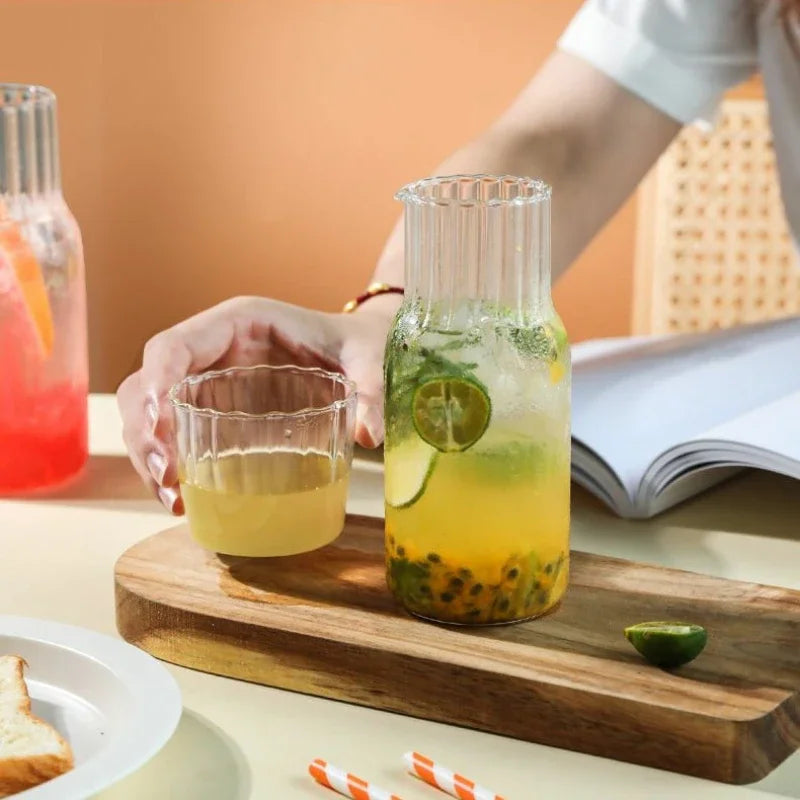 Carafe à eau en verre avec gobelet - Ensemble élégant de cuisine