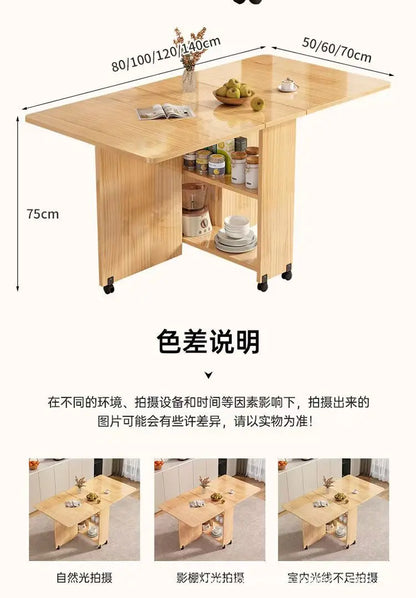 Table à Manger Pliante en Bois Massif - Table Rectangulaire Multifonction