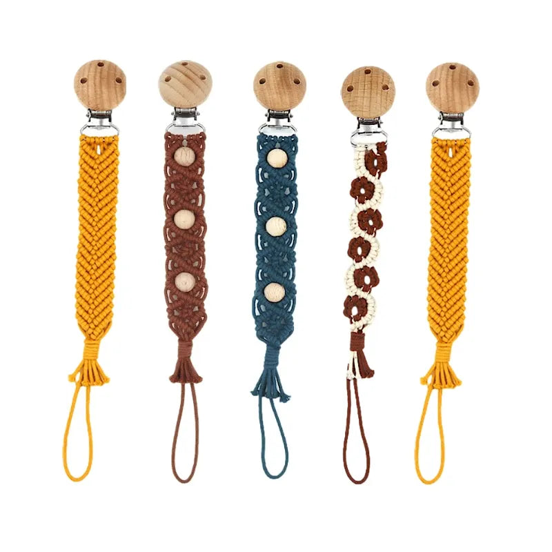 Porte-tétine en macramé et chanvre pour bébé - Tétine en coton artisanale