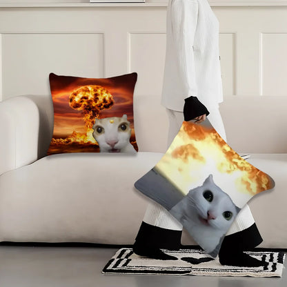 Housse de coussin chat doux - Taie d'oreiller décorative et amusante