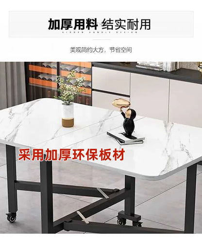 Table à manger pliante en roche, mobile et multifonctionnelle