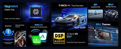 Autoradio Android 7" GPS Carplay pour VW, Seat, Audi - 2Din