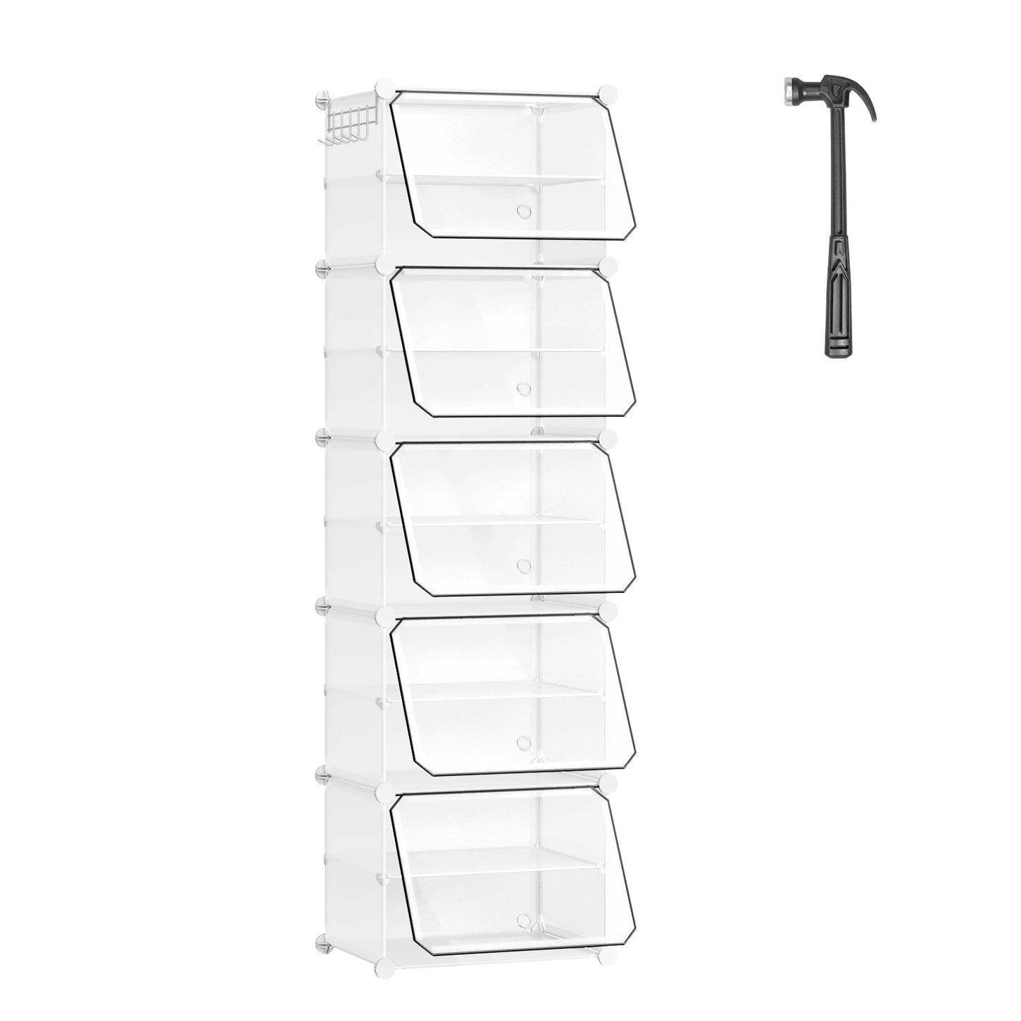Armoire à chaussures pliable en PP transparent - Organisateur modulaire