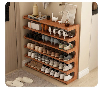Étagère à chaussures en bois multi-niveaux pour rangement pratique