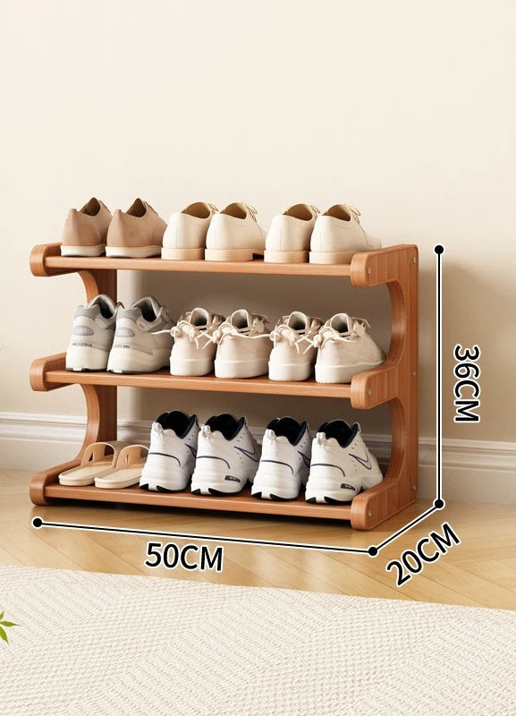 Étagère à chaussures en bois multi-niveaux pour rangement pratique