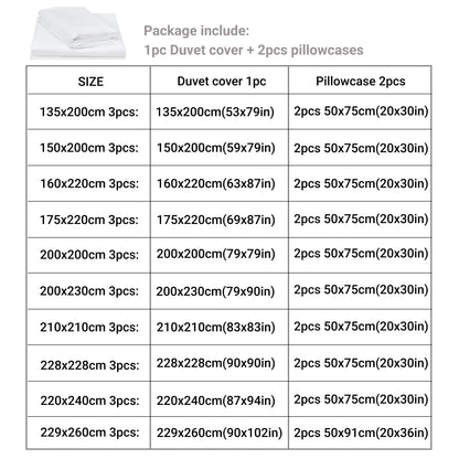 Ensemble de literie 3 pièces : Housse de couette & taies - Double/Queen/King
