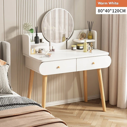 Coiffeuse moderne avec miroir et rangement, petite et élégante