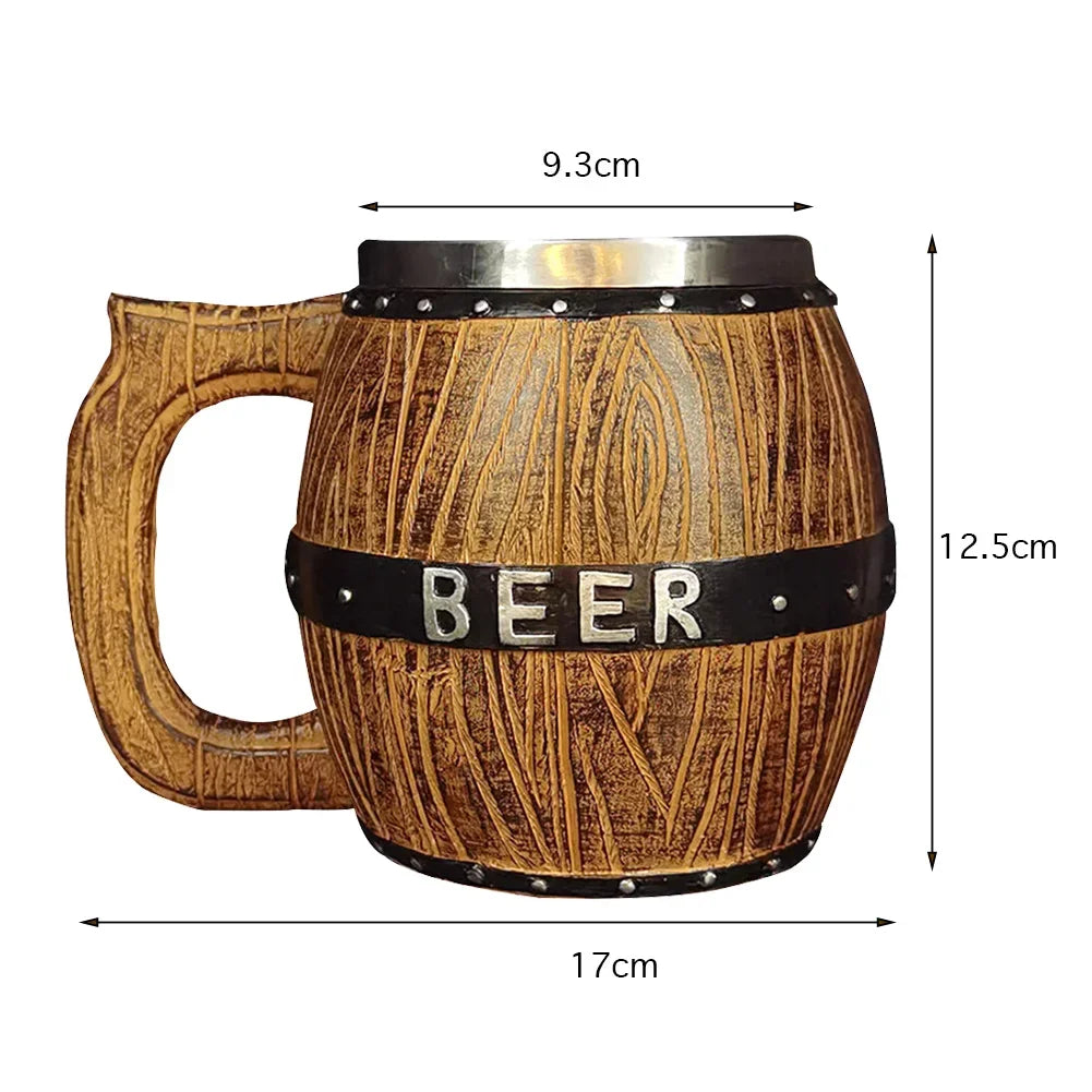 Tasse Viking en Bois Isolée - Baril Double Paroi en Métal