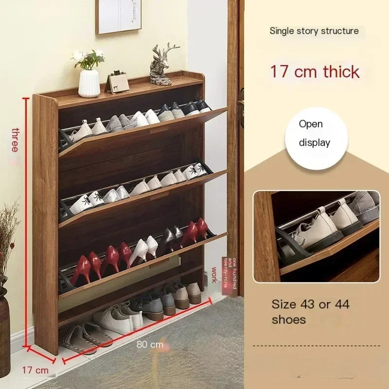Armoire à chaussures en bois multicouche, gain de place et design pratique