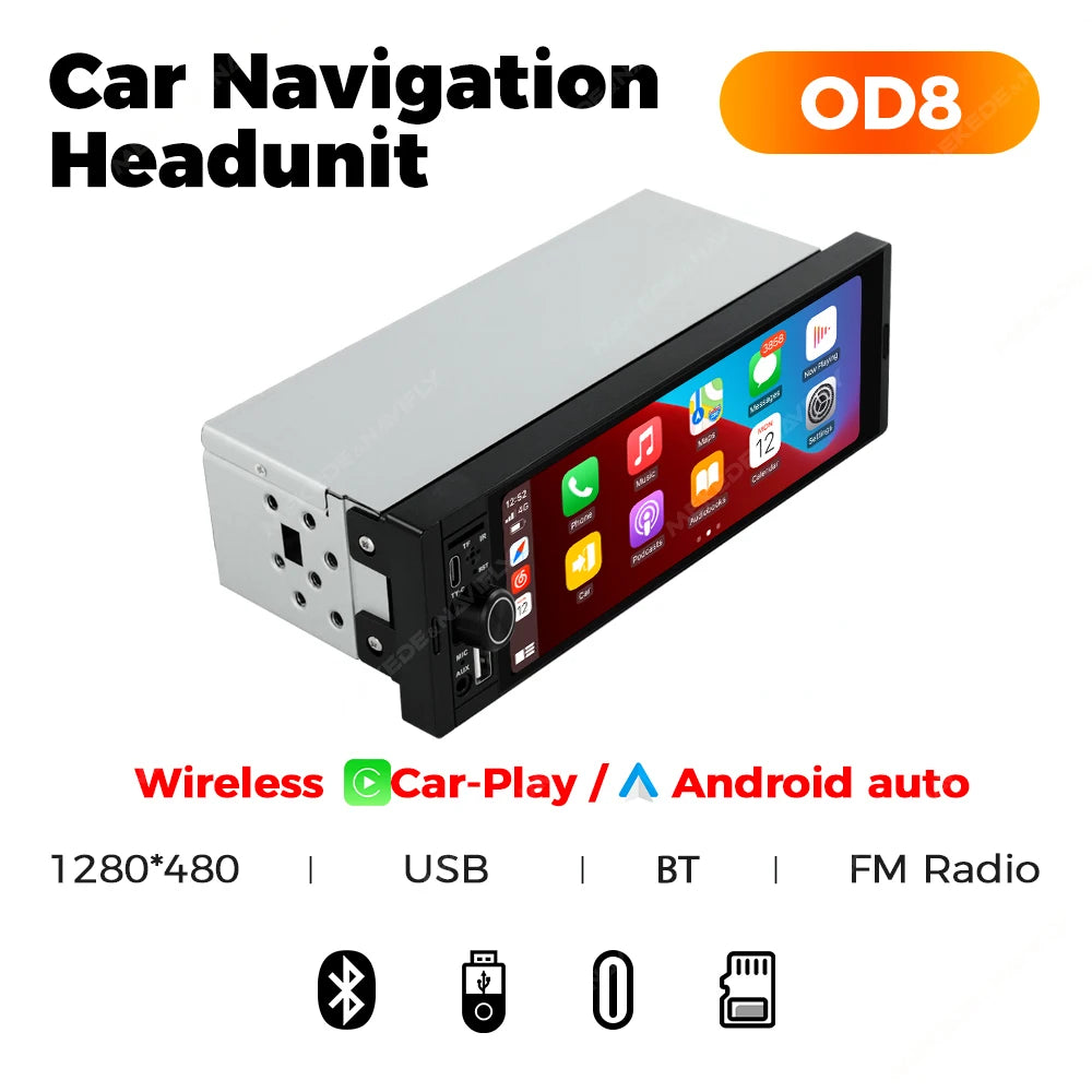 Autoradio 1Din sans fil CarPlay & Android Auto - Écran 6.86'' HD