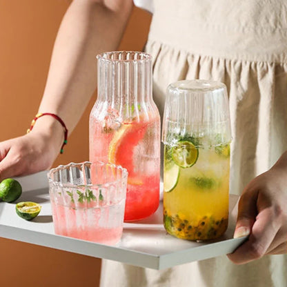 Carafe à eau en verre avec gobelet - Ensemble élégant de cuisine