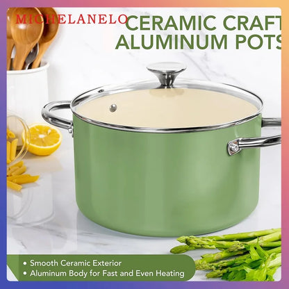 Marmite antiadhésive Michelangelo 6L avec couvercle - Compatible Induction