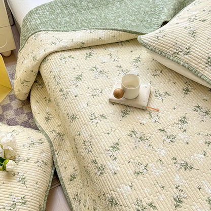 Couvre-lit patchwork en coton 3 pièces, style campagne floral