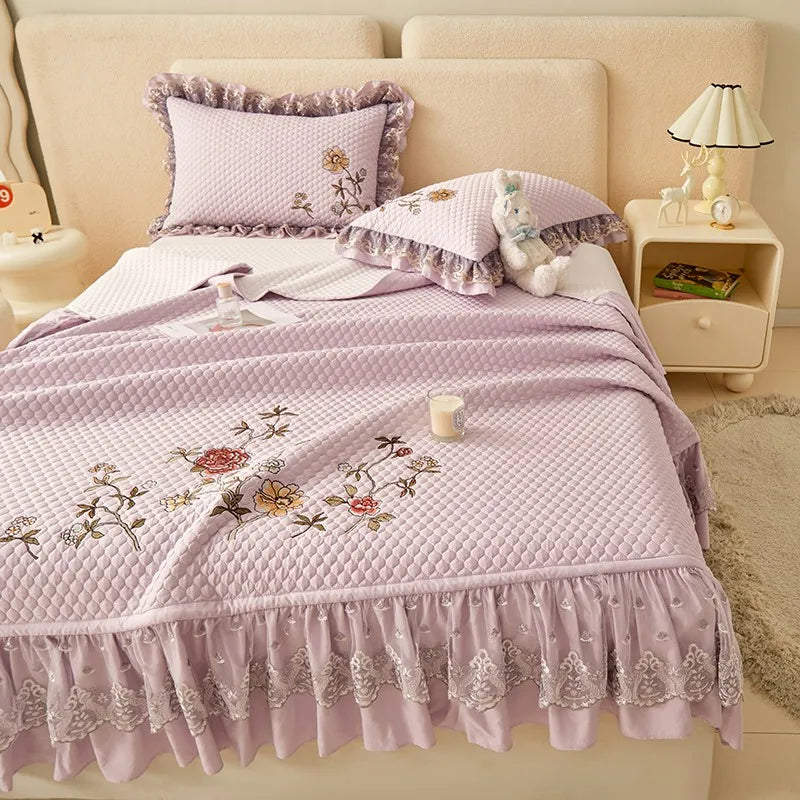 Ensemble de couvre-lit d'été brodé chic - léger et doux, 1 à 3 pièces