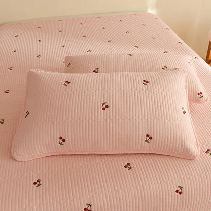 Ensemble Couvre-lit Matelassé Chic en Coton - 3 Pièces avec Taies