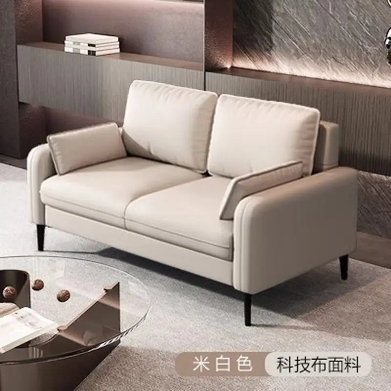 Salon de luxe léger, petite chambre à coucher, appartement, location, magasin de vêtements, salon de réception, canapé double en tissu pour trois personnes