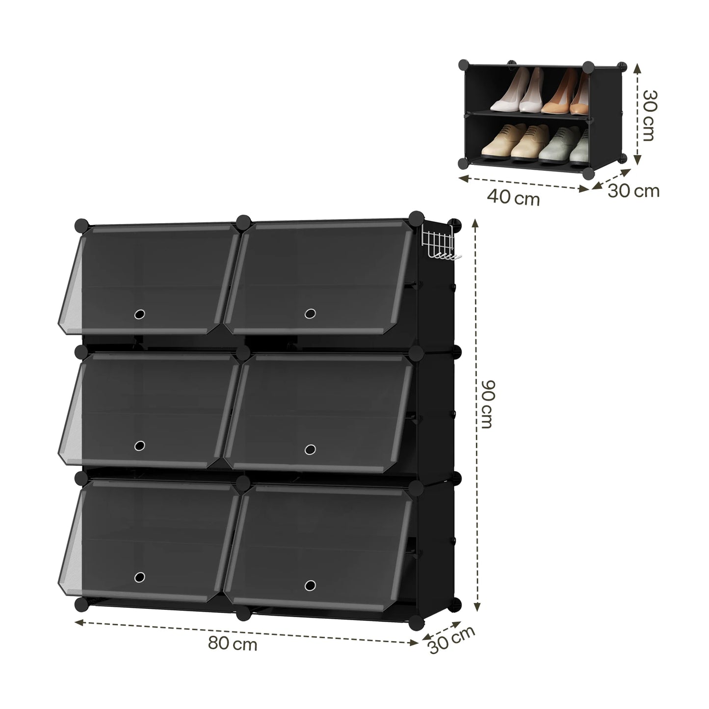 Armoire à chaussures pliable en PP transparent - Organisateur modulaire