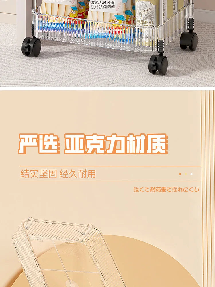 Chariot de Rangement Transparent 2/3/4 Niveaux - Étagère à Snacks Luxe