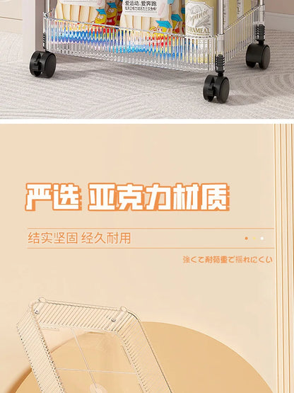 Chariot de Rangement Transparent 2/3/4 Niveaux - Étagère à Snacks Luxe