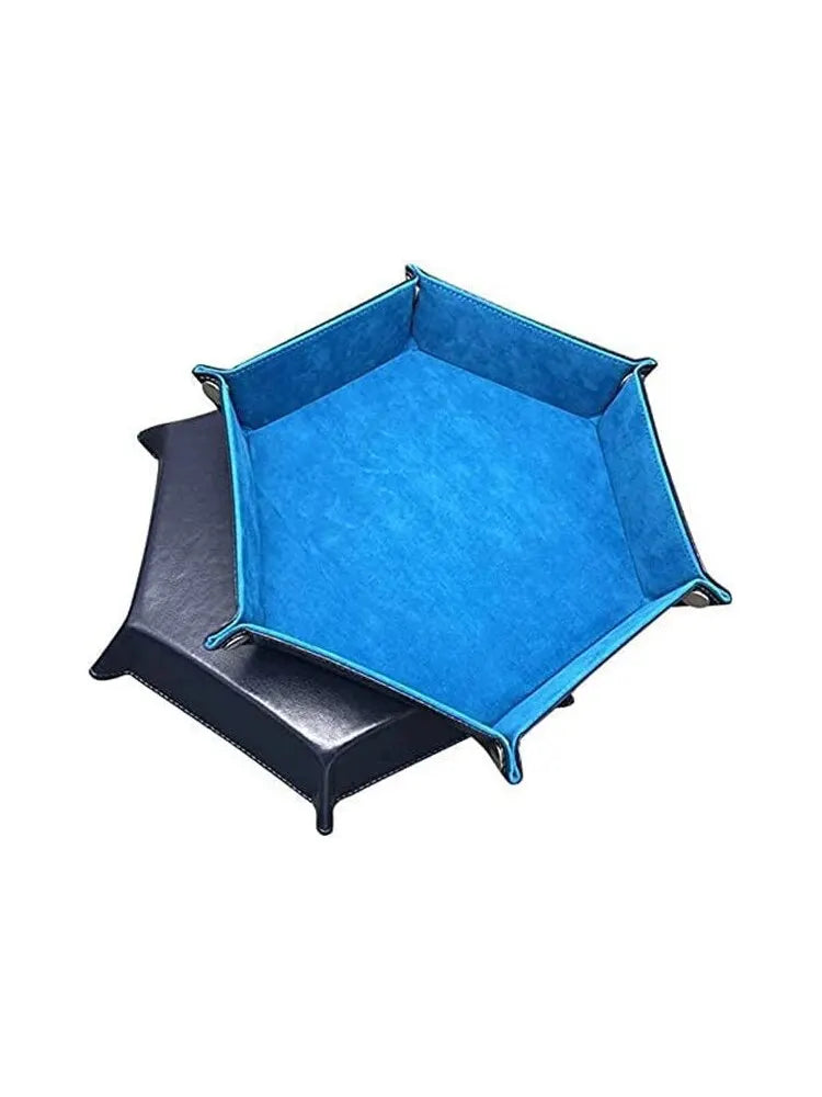 Plateau à dés hexagonal en cuir avec boîte de rangement pratique