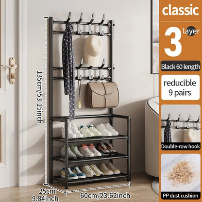 Cintre multicouche et étagère à chaussures en bois pour un rangement pratique