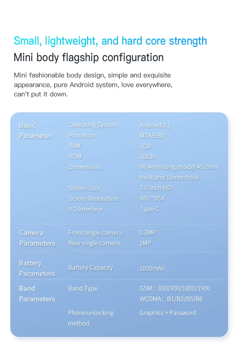 Mini Smartphone SERVO 15SE - 3G Android, WiFi & Hotspot Portable