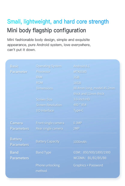 Mini Smartphone SERVO 15SE - 3G Android, WiFi & Hotspot Portable