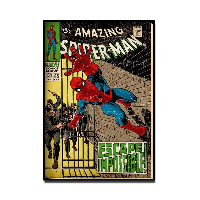 Affiche rétro Spider-Man Marvel, décoration murale enfant
