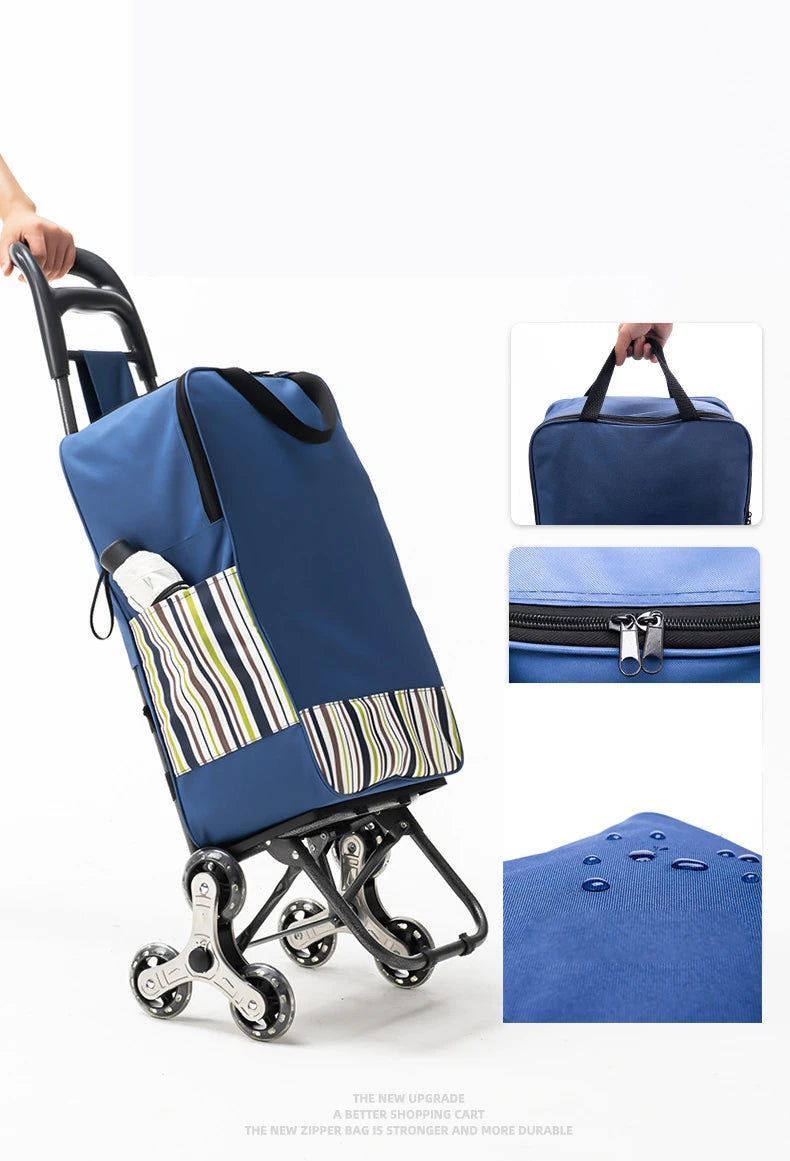 Chariot d'épicerie léger et pliable pour escalier - Idéal voyage