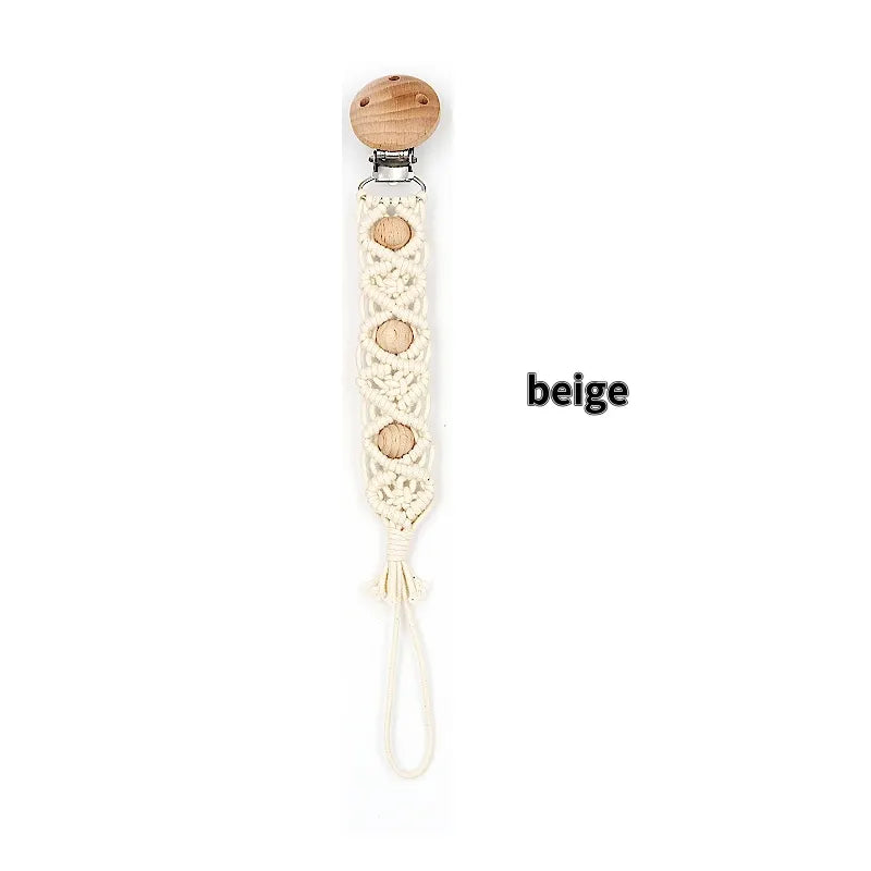 Porte-tétine en macramé et chanvre pour bébé - Tétine en coton artisanale