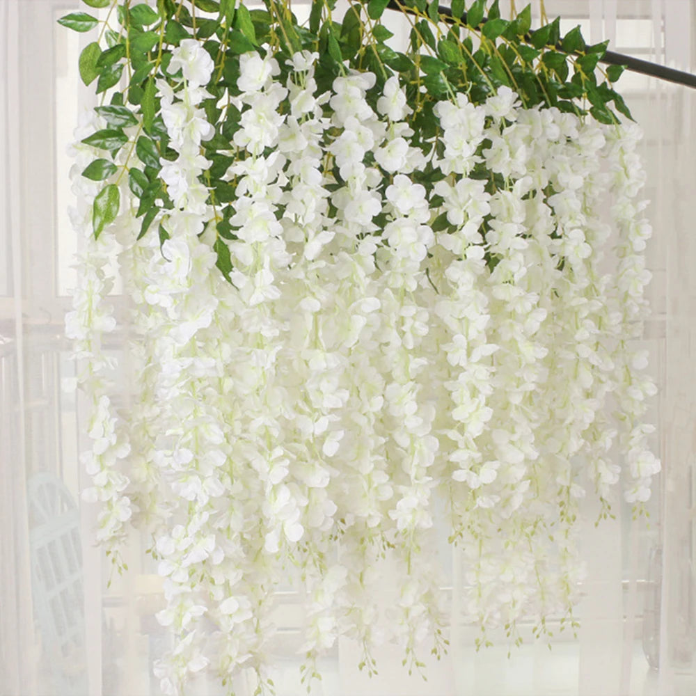 Guirlande de fleurs artificielles de glycine - 12 pièces pour déco mariage