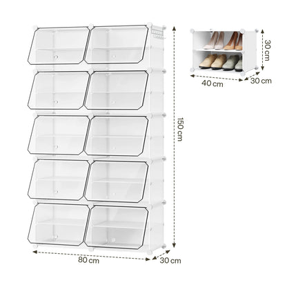 Armoire à chaussures pliable en PP transparent - Organisateur modulaire