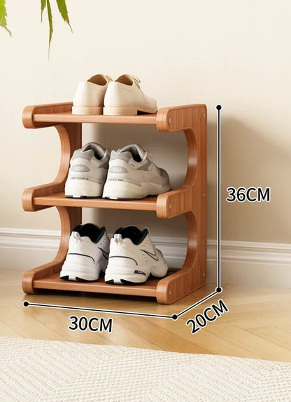 Étagère à chaussures en bois multi-niveaux pour rangement pratique