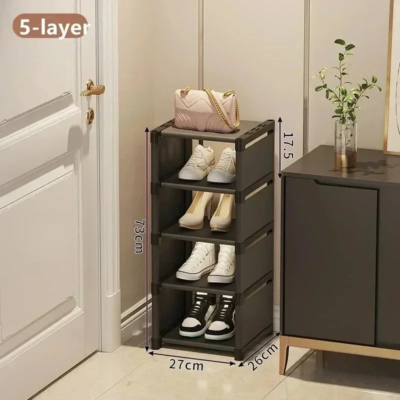 Étagère à chaussures empilable en angle, gain de place et pratique