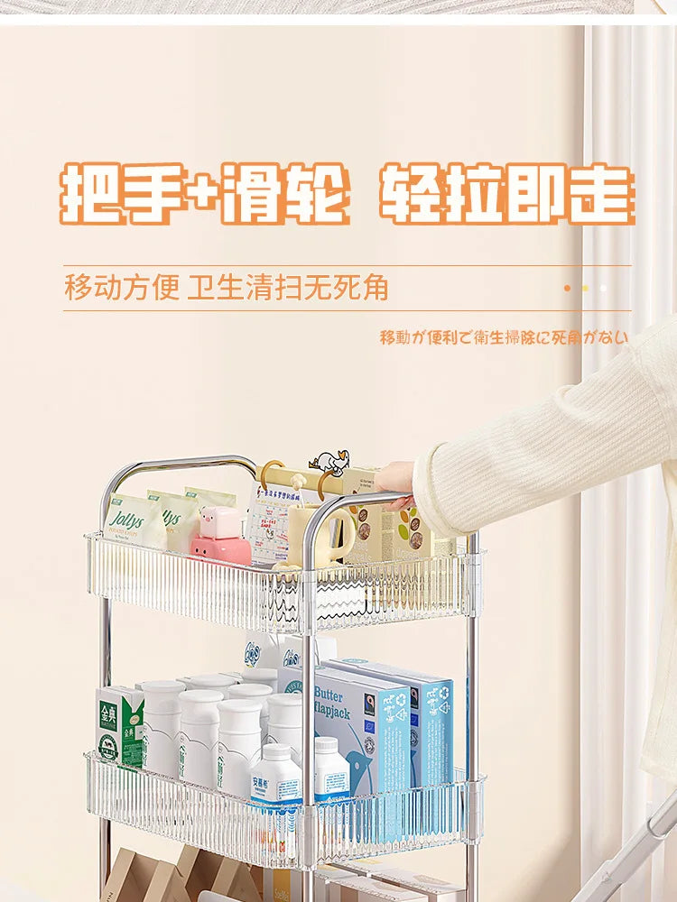 Chariot de Rangement Transparent 2/3/4 Niveaux - Étagère à Snacks Luxe